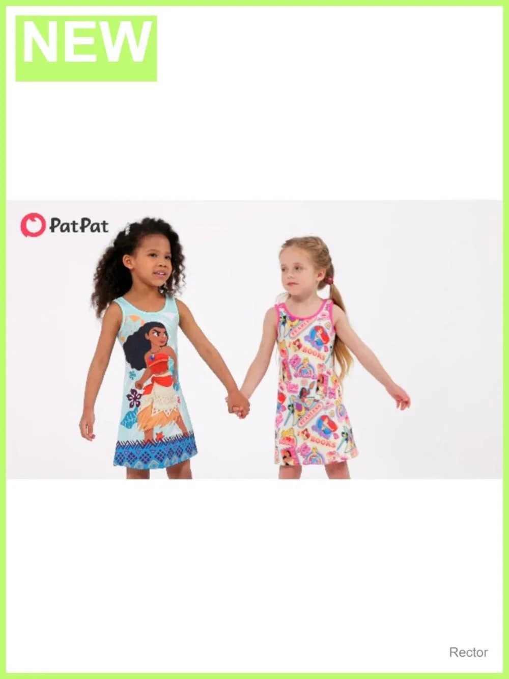 Girls Disney Stitch Princess Frozen Elsa Minnie Sleeveless A-Line Tank Dress